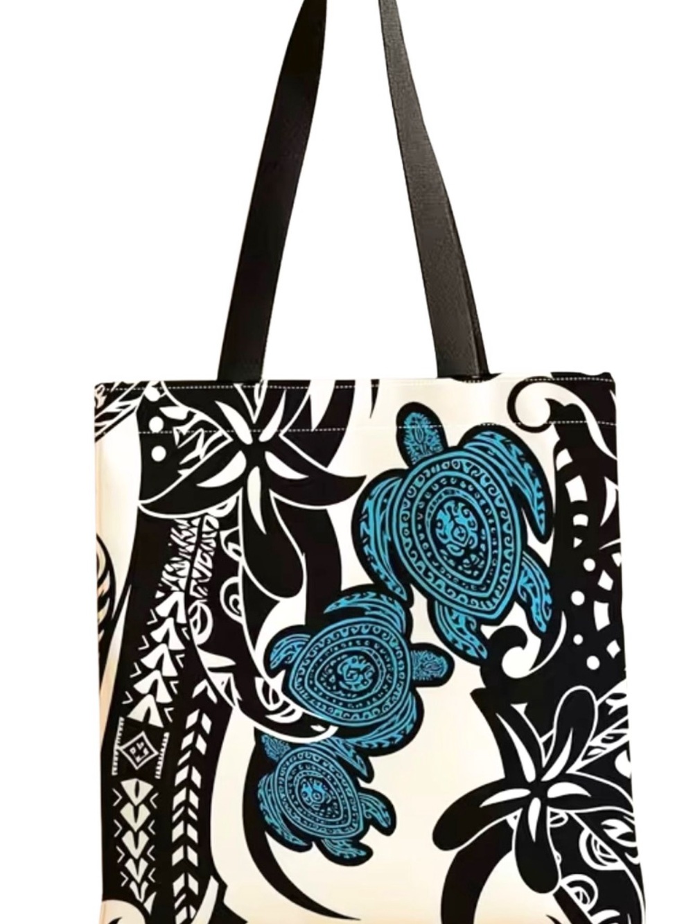 Blue Turtle Print Tote Bag for Women